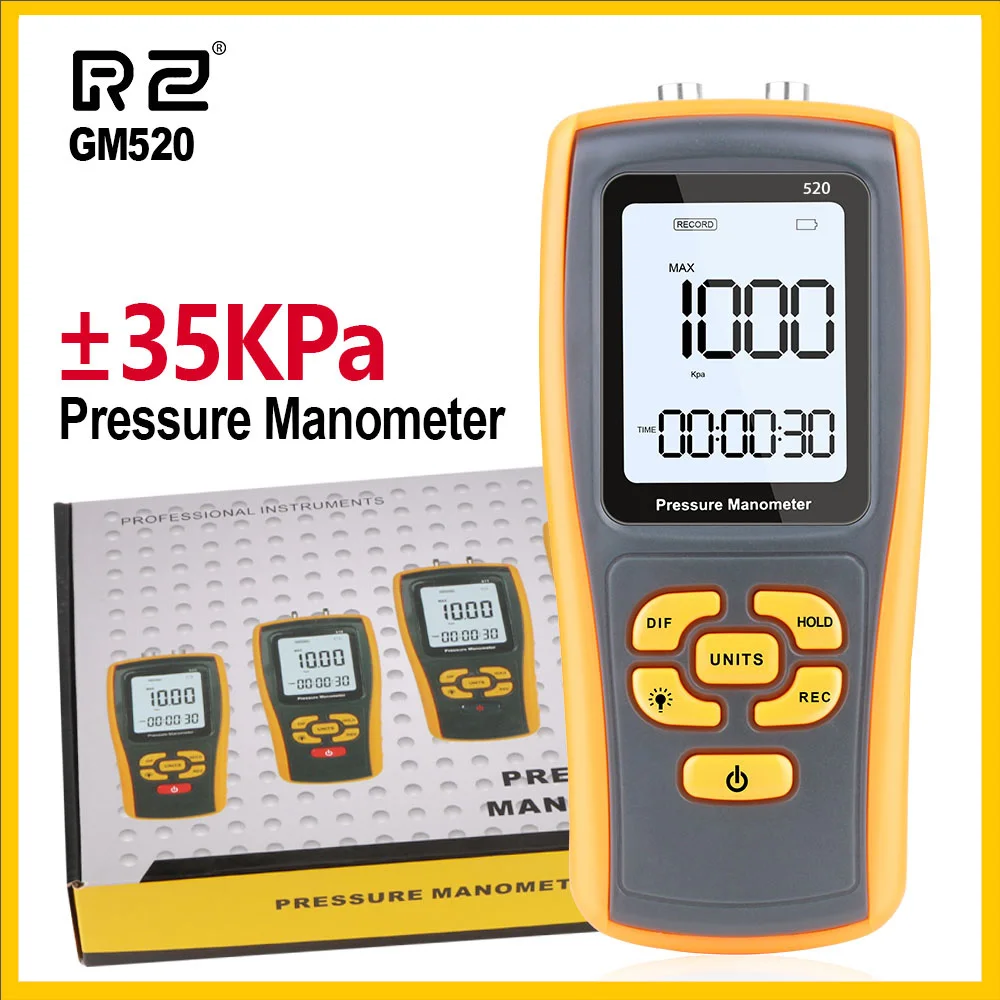 

RZ High Precision LCD Display Manometer Differential Pressure Gauge Manometer GM520