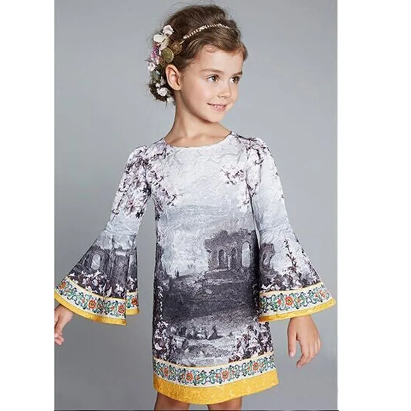 Kids Wedding Dresses Long Sleeve Teenage Girls Clothing Robe Enfant Fille Mariage 2016 New Girls Spring Dress