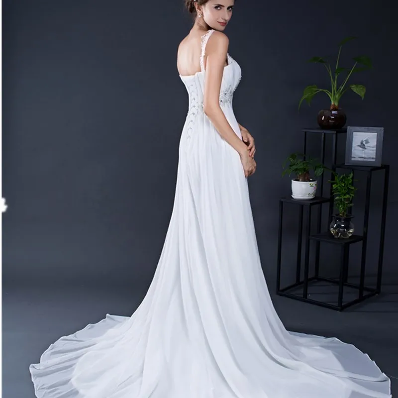 Ruthshen Cheap Plus Size abiti da sposa premaman 2023 Spaghetti Straps Appliques Chiffon drappeggiato abiti da sposa in gravidanza