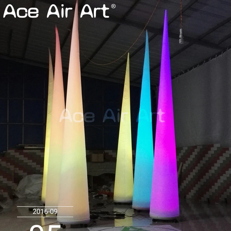 6 PCS 3m High LED Lighting Inflatable Cone with Base Blower for Night Club and Stage Decoration