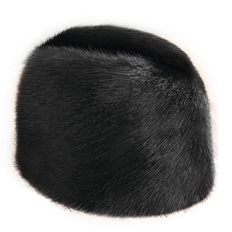 

2020 FXFURS fashion new men wholeskin mink fur hat New Fashion Men's Real Mink Fur Cap Winter Warm Top Hat Headgear Beanie Beret