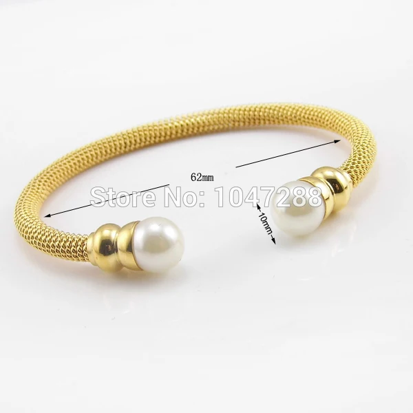 Italy Fashion Pearl Jewelry Elegant Twisted Chain Women's Bracelets IPG Gold-Color Stainless Steel Bracelets Bangles