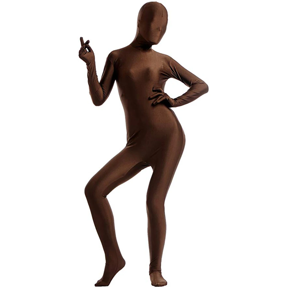 AOYLISEY adulto verde Body completo Bodycon Cosplay Zentai Morph abiti Nylon Spandex donna Unitard uomo Costume di Halloween