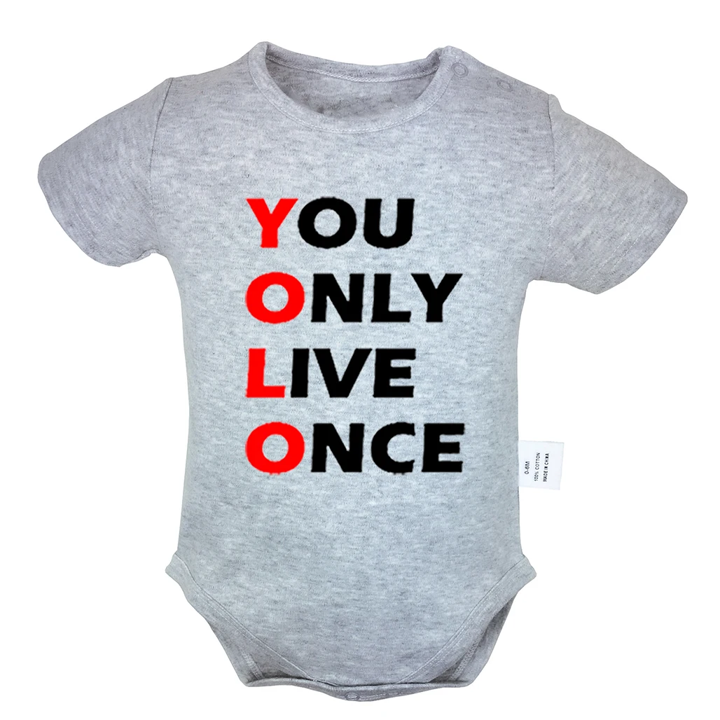 You Only Live Once YOLO Printed 6-24M Newborn Infant Baby Girl Boys Clothes Short Sleeve Romper Jumpsuit Outfits 100% Cotton