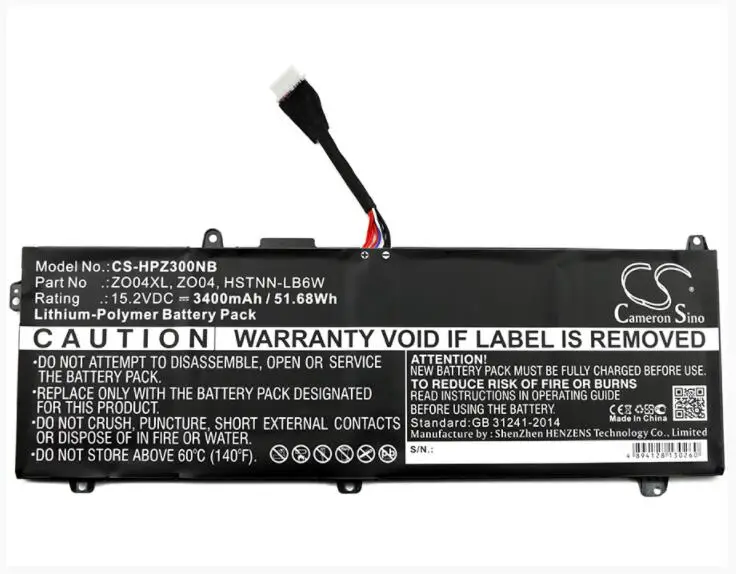 Cameron Sino 3400mAh battery for HP Zbook Studio G3 808396-421 808450-001 HSTNN-C88C HSTNN-LB6W ZO04 ZO04XL