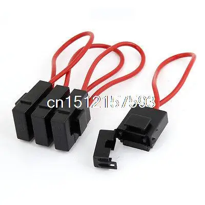 4 Pcs Auto Car Audio Inline Blade Fuse Holder Black Red DC 12V