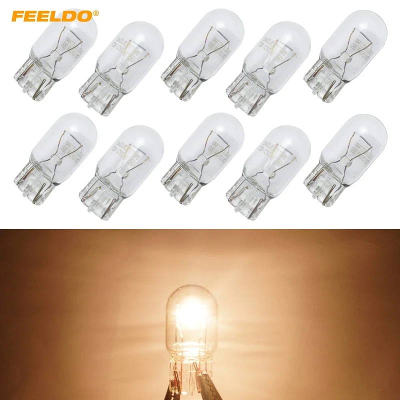 FEELDO 100Pcs Car Halogen Bulb 7440 1881 T20 12V/21W Clear Glass DRL Stop Light Tail Lights Daytime Running Light