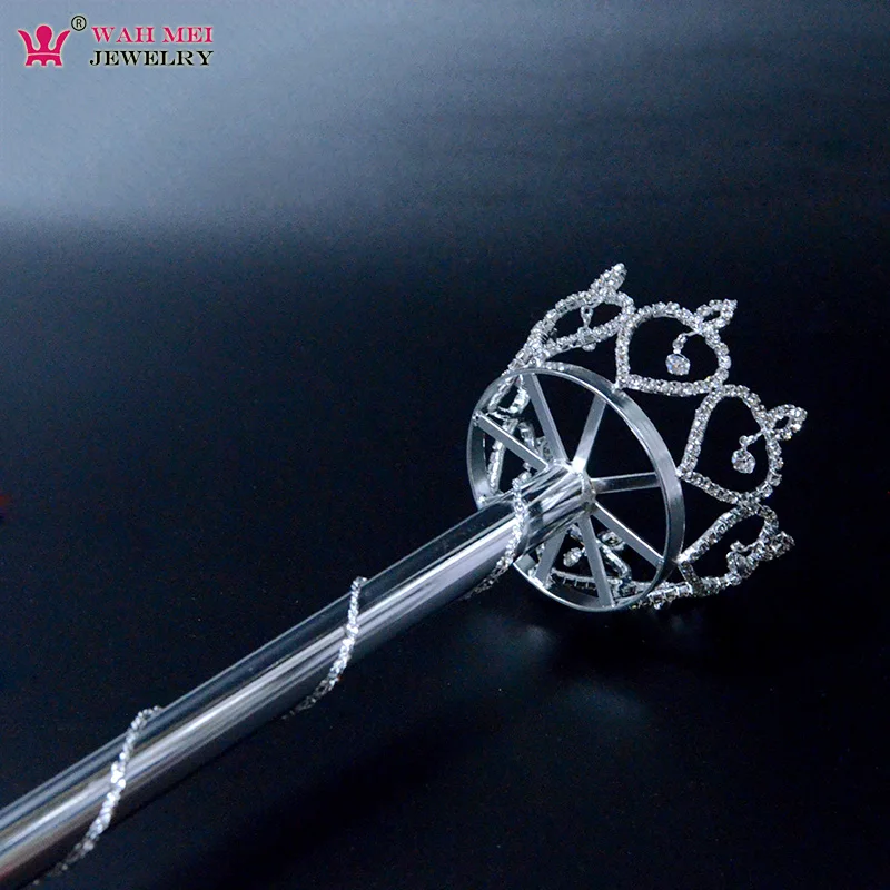 Scepter Rhinestone Crystal Full Round Fashion Heart Accessories Props Pageant Contest Crown Things Wands For Girls Sz056