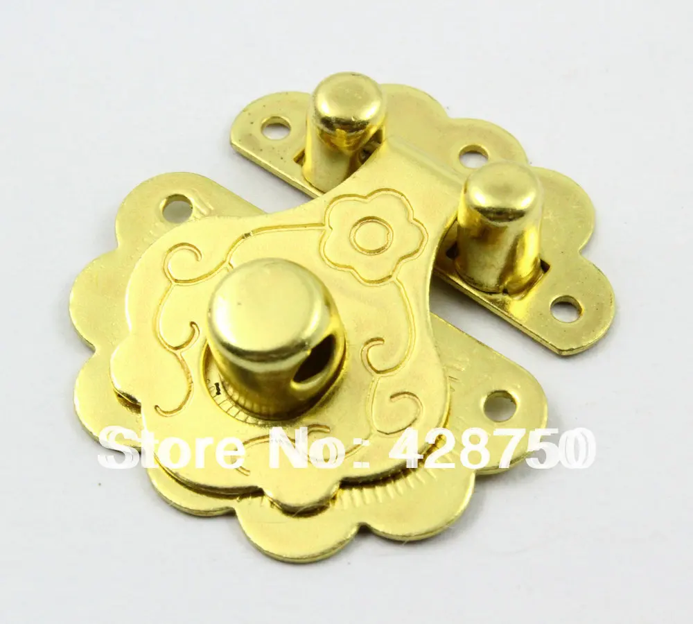 Gold Jewelry Box Hasp Latch Lock 36x40mm with Screws