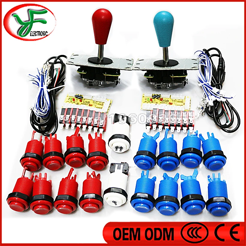 2 Players Jamma MAME DIY Kit Zero Delay Arcade Parts for 4/ 8 way Joystick USB to PC Encoder American style button