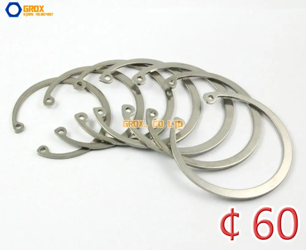 

10 Pieces 60mm 304 Stainless Steel Internal Circlip Snap Retaining Ring