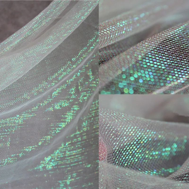 Lace36 100*150cm The New Discoloration Iridescence Gauze Laser Fabric Wedding Veil Mesh Fabric Lace Dress Clothes The Curtain