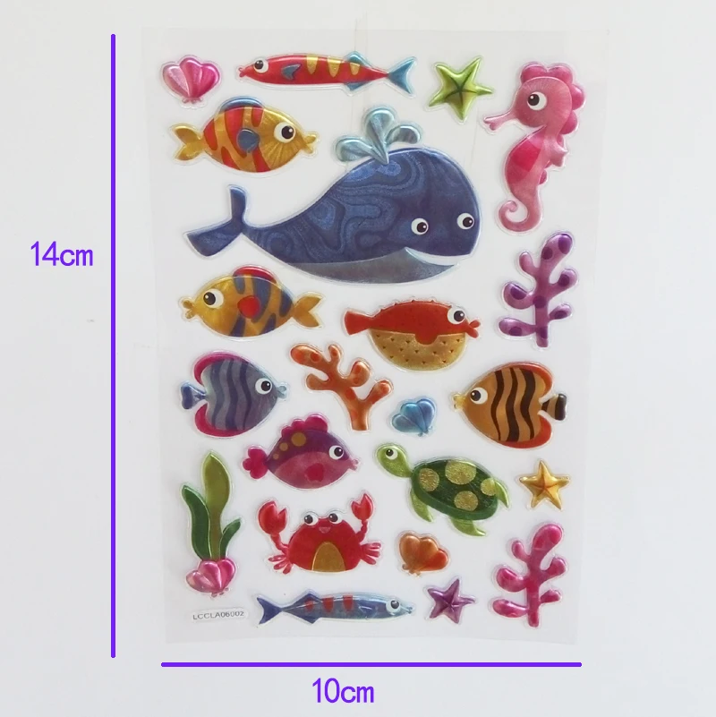 5 PCS set Cartoon Anime Ocean Fishes Sticker Shark Whale Submarine World Sticker Notebook Ornament