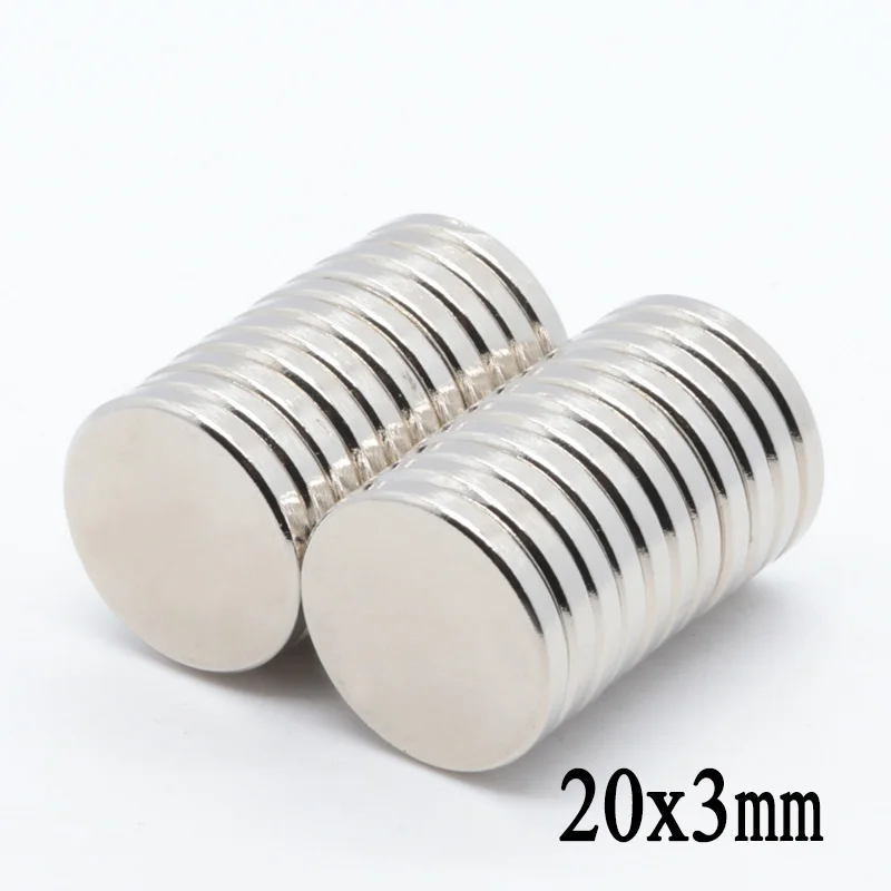 20pcs 20x3 mm N35 Mini Super Strong Rare Earth Fridge Permanet Magnet Small Round Neodymium Magnet