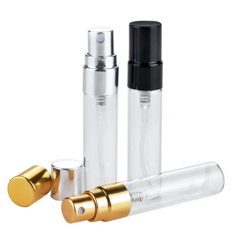 5ml Gold/Silver/Black Color Atomizer Fine Mist Glass Bottle Spray Refillable Fragrance Perfume Empty Scent Bottle LX3510