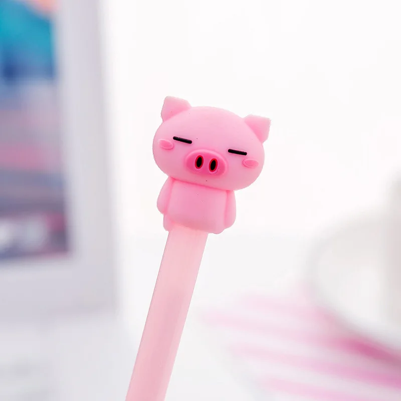 1 Pcs Cute Cartoon Pink Dull Germination Pig Neutral Pen Student Office Black Ink Pen Signature Pen Stationery