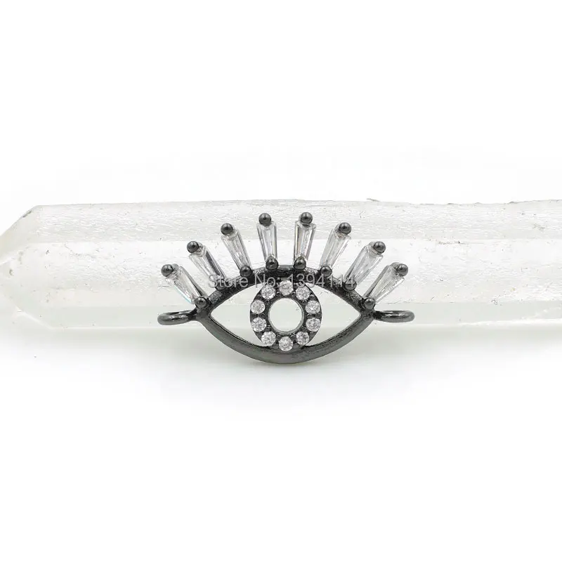 20*11*2mm Micro Pave Clear CZ Piercing Eye Connector nadaje się dla kobiet jako akcesoria do bransoletek DIY