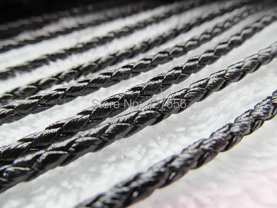 100meters 3mm Good Quality Black/Brown//Black/white Round Bright Korea Soft Braid Leather Cord String Rope Finding,DIY  Cord