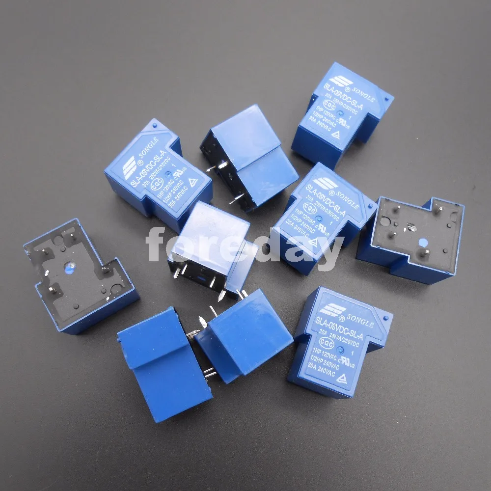 

HQ 50PCS Blue SLA-09VDC-SL-A 4 Pins SONGLE R Power Relay 9V DC SPST SLA Original 30A Switching 20A/30VDC 250VAC NEW*FD437X50