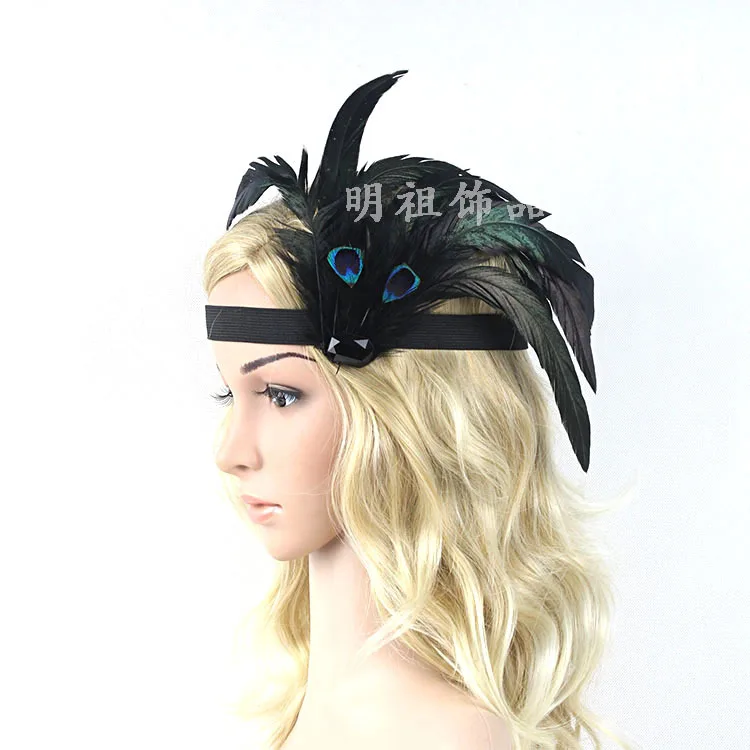 Handmade Feather Headwear Wedding Girl Princess Bride Hairband Peacock Feather Headdress Catwalk Model Props