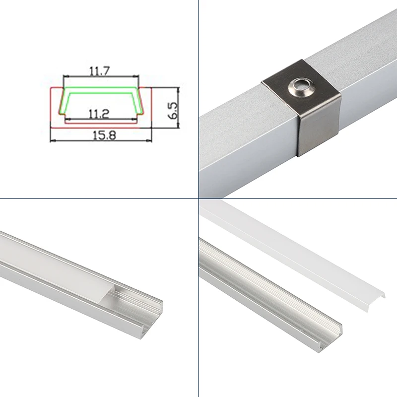 50cm w kształcie litery U/V światła typu LED Bar kanał aluminiowy uchwyt mleczna pokrywa kończy się na taśmy LED akcesoria oświetleniowe