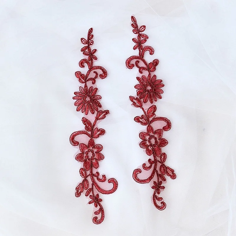 Embroidered Lace Applique, Lace Trim for Wedding Dress, Colorful DIY Accessories, 33x8cm, 10 Pcs