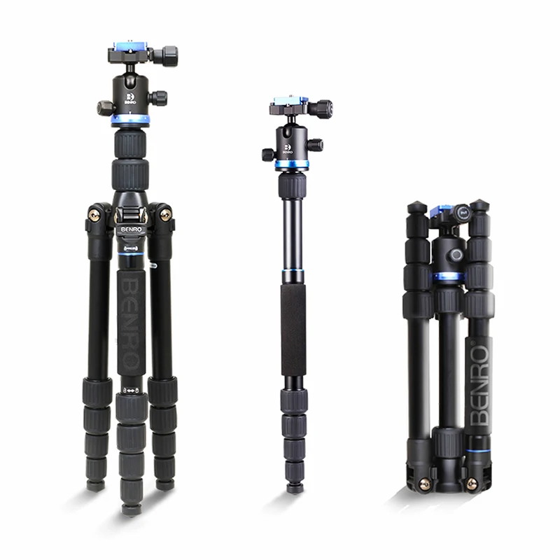 Benro IF19 Tripod Aluminium Portable Travel Tripods For Camera Reflexed Monopod 5 Section Carrying Bag Max Loading 8kg DHL Free