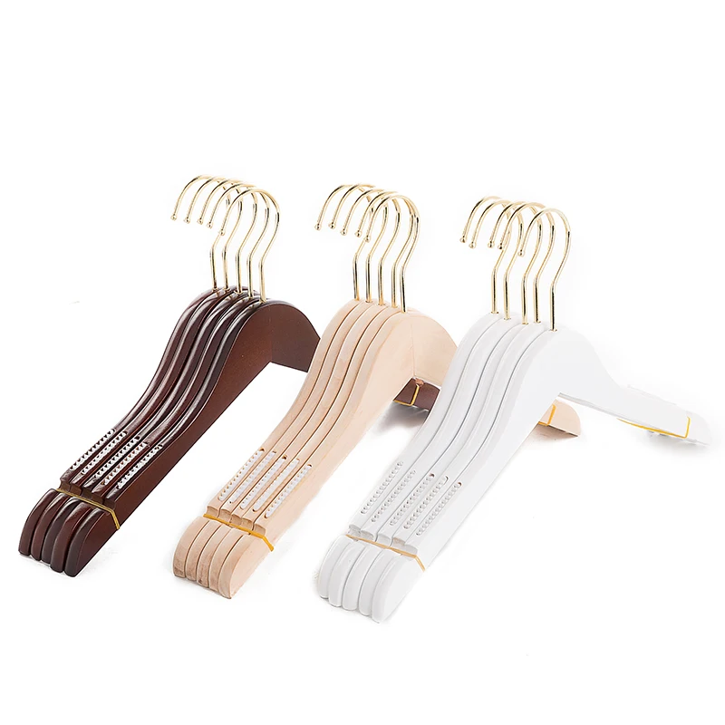 10 pcs/lot Solid Wood Clothes Hangers Special for Clothing Stores Non-slip Shoulder Seamless Wooden Hanger for Coat Suit Pants