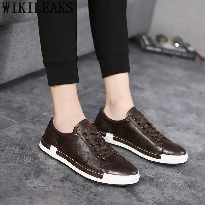 Leather Shoes Men Sneakers Luxury Brand Mens Casual Shoes Hot Sale Black Sneakers Designer Shoes Men High Quality Erkek Ayakkabi