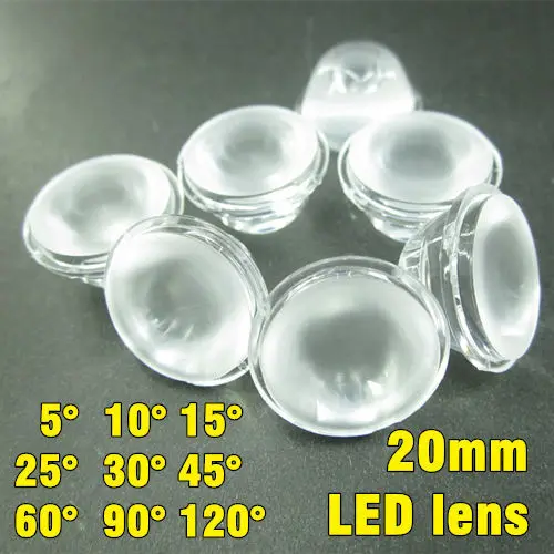 1w 3w LED optical lenses, High Power led lens 20mm frosted surface angle 5 10 15 30 45 60 90 120 degree excellent quality