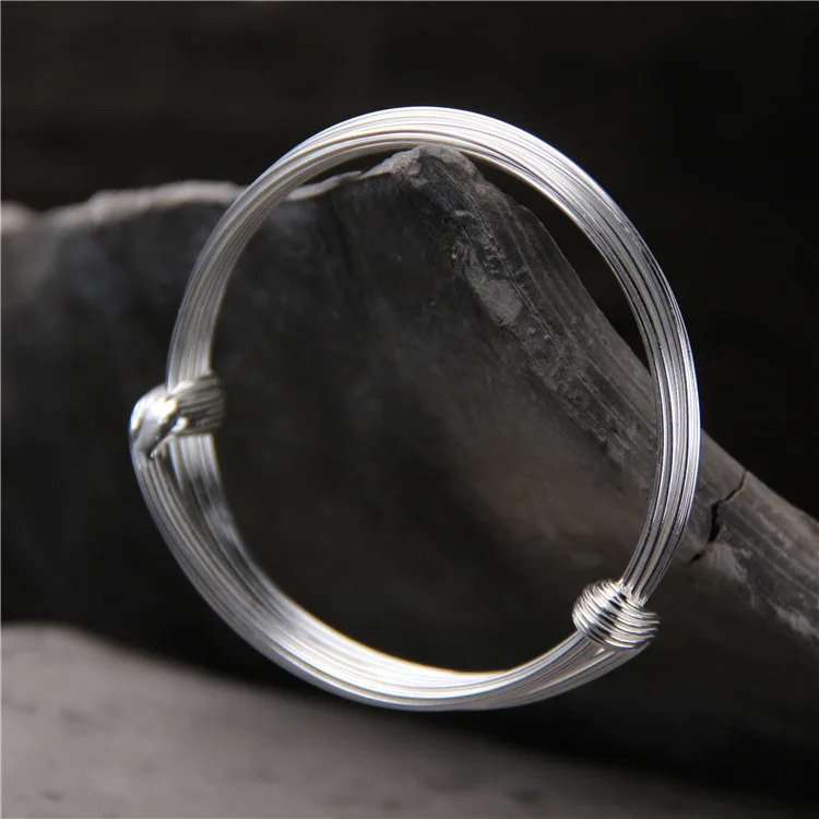 

S925 Sterling Silver Retro Thai Silver Fashion Men And Women Personality Bangle Multi Line Handmade Adjustable