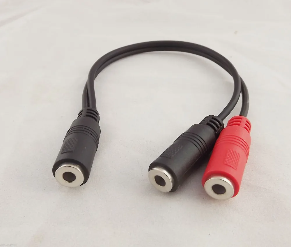 

1pcs 3.5mm Female To 2x3.5mm 1/8 TRS Stereo Female Extension Audio Adapter Cable 20cm