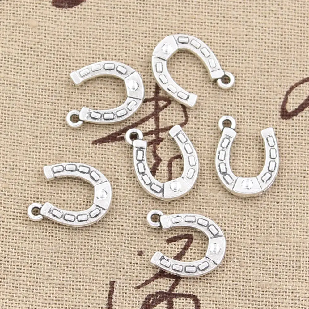 30pcs Charms Lucky Horseshoe Horse 15x12mm Antique Bronze Silver Color Plated Pendants Making DIY Handmade Tibetan Jewelry