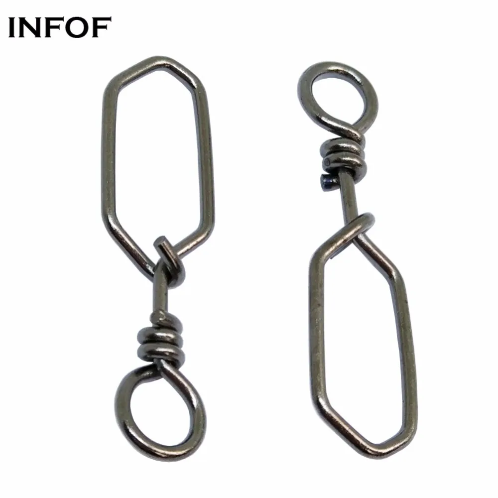 20pcs/lot Stainless Steel Square Snap Fishing Swivels Hook Rolling Fishing Connector Carp Fishing Tackle