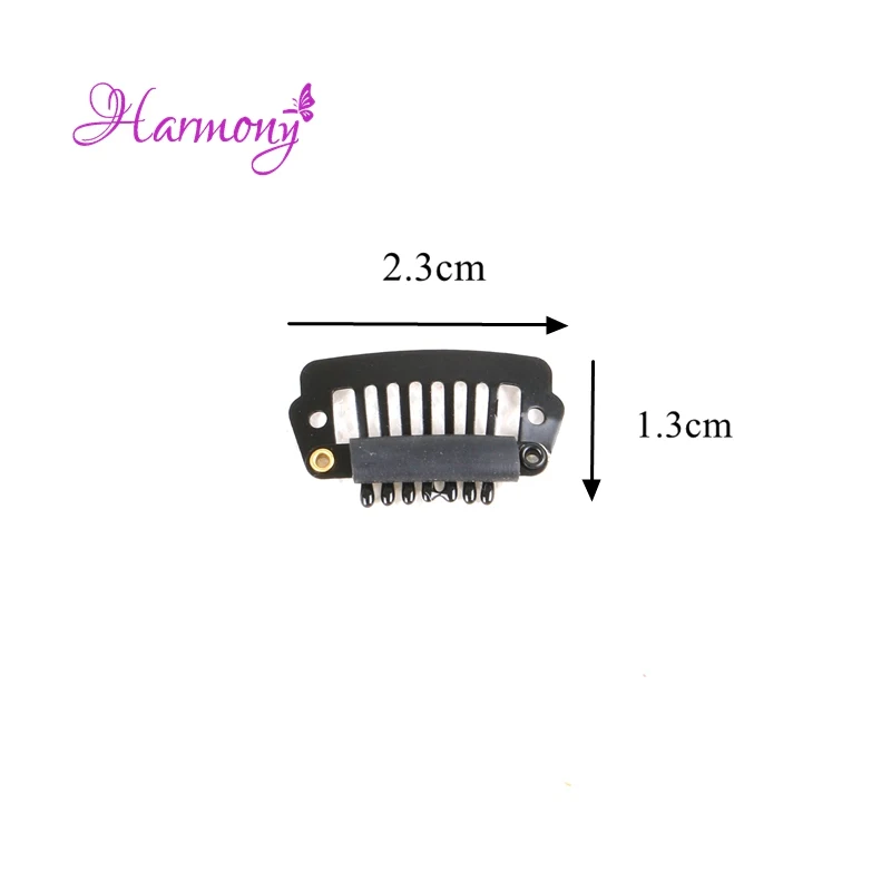 Clip de extensión de cabello marrón oscuro, 500 unidades, 2,3 cm, para pelucas con 7 dientes en forma de I, Clips con silicona para extensiones de cabello, herramienta de accesorios