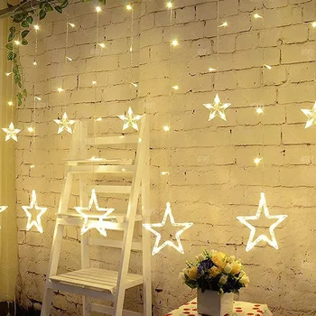 2.5M Kerstverlichting Ac 220V Of 110V Sprookjesachtige Lichtjes Ster Gordijn Led String Voor Feest Bruiloft Garland Verlichting Decoratie