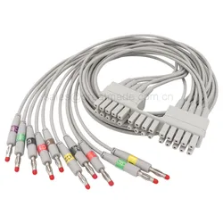 Compatible  MORTARA ELI 150C 230 250C 280 350 EKG cable IEC 10-Lead leadwires 28pin socket-Banana 4.0