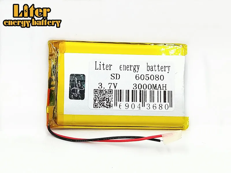 1/2/4 Pcs 3.7 V Célula de bateria de polímero de lítio 605080 3000 MAH Li-ion Recarregável Para MP3 MP4 MP5 Tablet PC GPS BT Speaker E-book