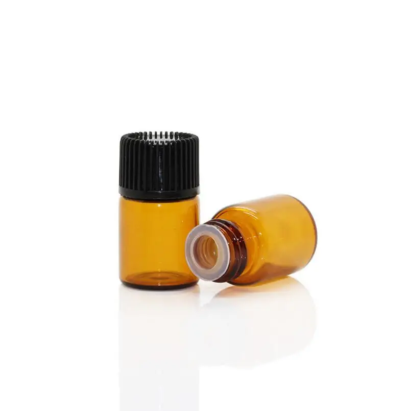 1000sets/lot 2 ML High Quality Amber Mini Glass Bottle, 2CC Amber Sample Vial,Small Essential Oil Bottle Wholesale