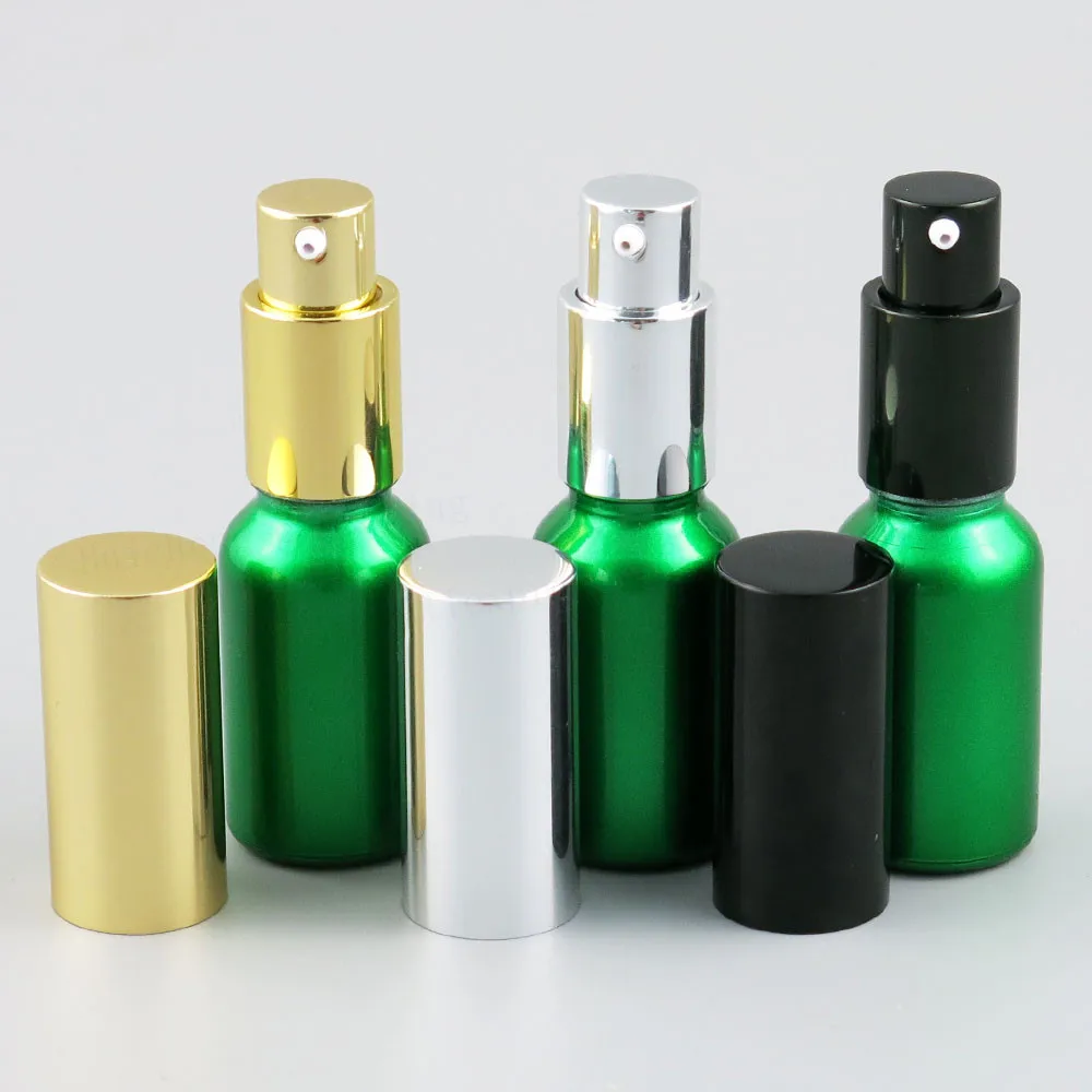 

200 x Empty Green Glass Bottle With Aluminium Sprayer Travel Glass Perfume Atomizer Fragrance Bottle 30ml 20ml