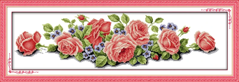 Long edition roses cross stitch kit aida 14ct 11ct count printed canvas stitches embroidery DIY handmade needlework