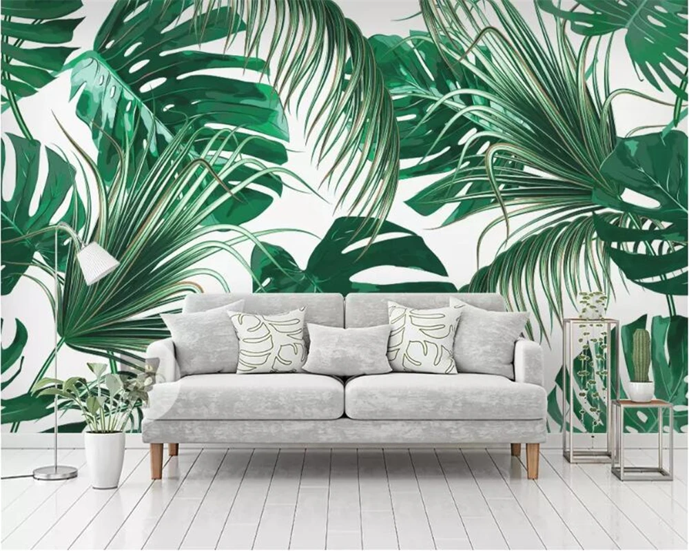 Custom Mural Wallpaper Southeast Asia Tropical Rainforest Banana Leaf Photo Background Wall Murals Silk 3D Wallpaper