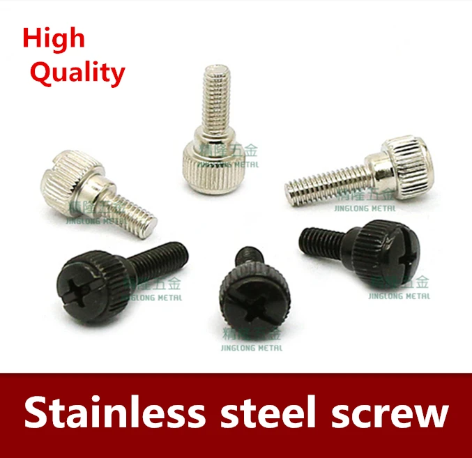 High Quality   50PCS/LOT    Hand screw screws M4*8  free tool manual steps adjusting screw fastening      Nickel / Black