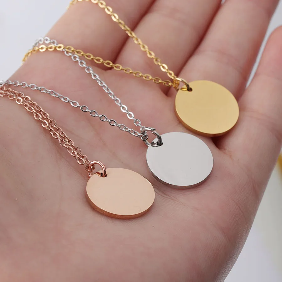 

Fnixtar 20Pcs 45cm Stainless Steel Mirror Polish Necklace PVD Plating Round Disc Pendant Neckalce For Women's Fashion Jewelry