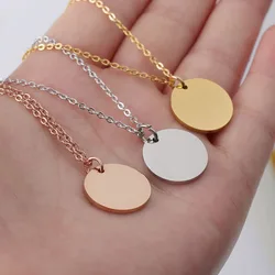Fnixtar 20Pcs 45cm Stainless Steel Mirror Polish Necklace PVD Plating Round Disc Pendant Neckalce For Women's Fashion Jewelry
