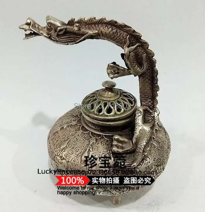 

Vintage Dragon incense burner Chinese longevity Words incensory Lucky Talisman