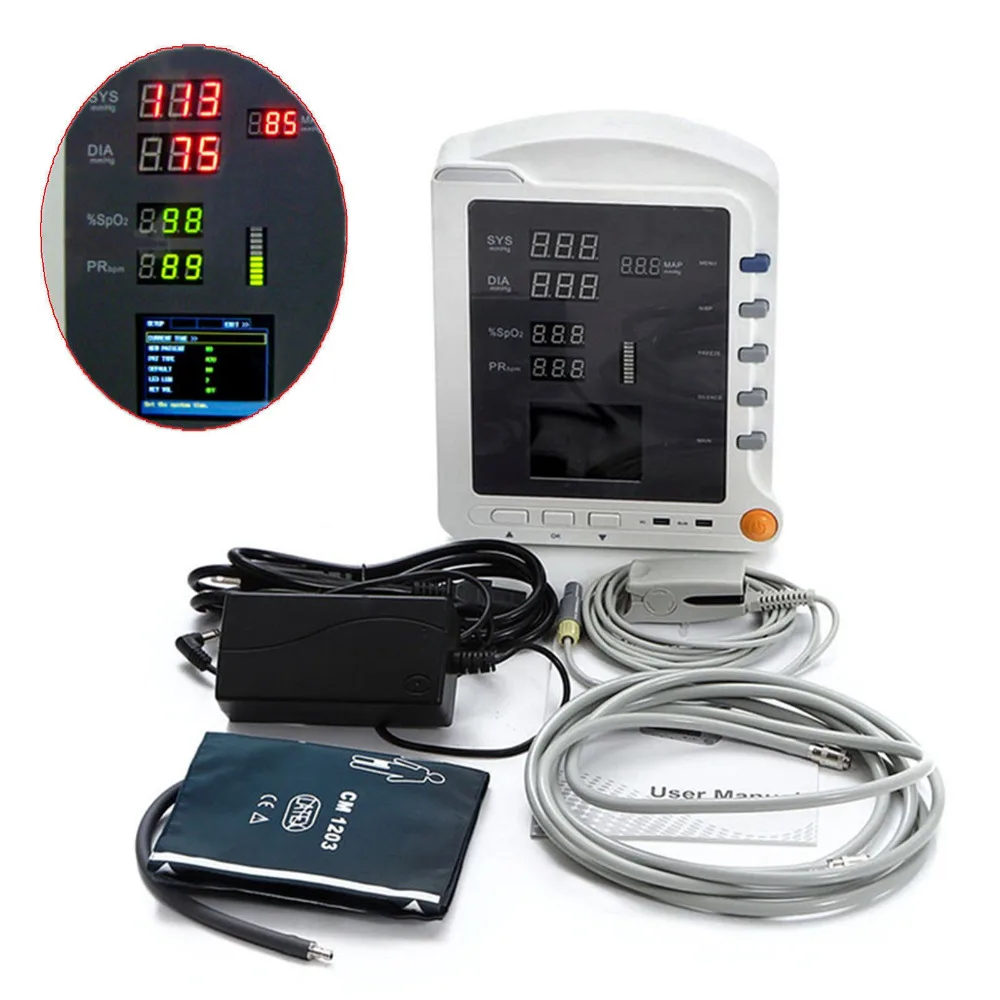 2018 New Portable Patient Monitor w NIBP SPO2 Blood Oxygen Pulse Rate Home Use Vital Signs Patient Monitor