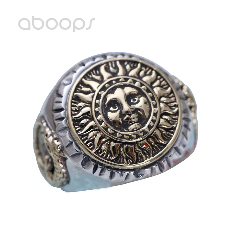 

Two Tone 925 Sterling Silver Sun Ring with Compass Dinosaur for Men Boys,Adjustable Size 8.5-11,Free Shipping