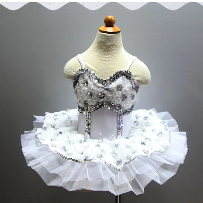 

Girls Ballet Clothes Costumes Professional Leotard Tutus, White Ballerina Dress For Child With Sequin New Arrivals