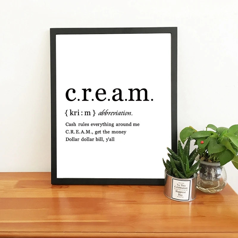 وو تانغ عشيرة الراب كلمات تعريف إقتباس جدار الفن طباعة ، الهيب هوب المشارك قماش اللوحة أسود أبيض صورة ديكور فني جدار المنزل